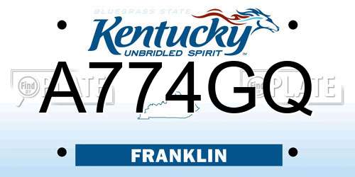 A774GQ Kentucky License Plate