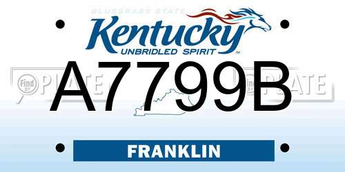 A7799B Kentucky License Plate