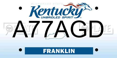 A77AGD Kentucky License Plate