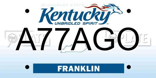 A77AGO Kentucky License Plate