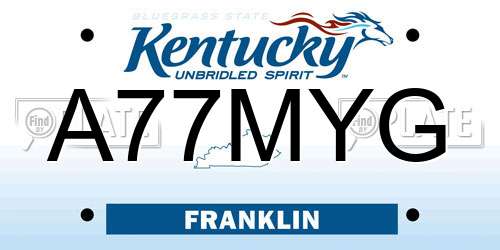 A77MYG Kentucky License Plate