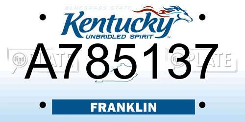 A785137 Kentucky License Plate