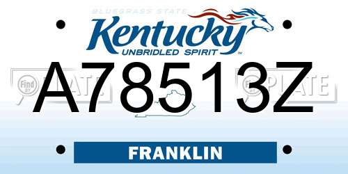 A78513Z Kentucky License Plate
