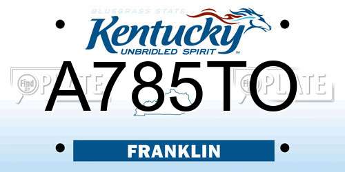 A785TO Kentucky License Plate