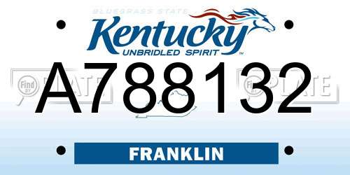 A788132 Kentucky License Plate