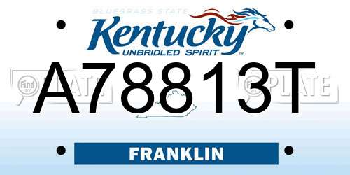 A78813T Kentucky License Plate