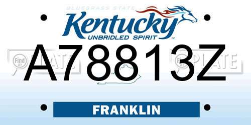 A78813Z Kentucky License Plate