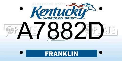 A7882D Kentucky License Plate
