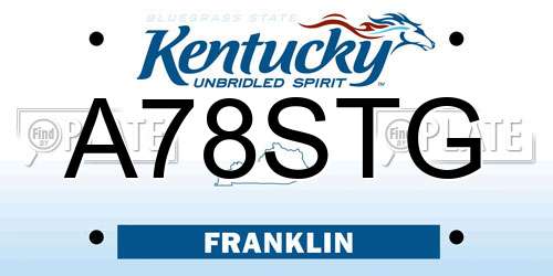 A78STG Kentucky License Plate