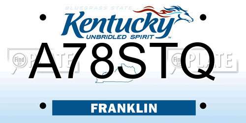 A78STQ Kentucky License Plate
