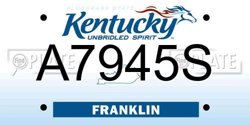 A7945S Kentucky License Plate