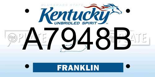 A7948B Kentucky License Plate