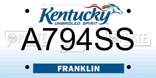 A794SS Kentucky License Plate