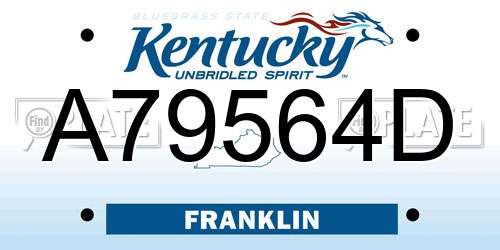 A79564D Kentucky License Plate