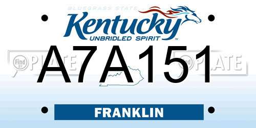 A7A151 Kentucky License Plate