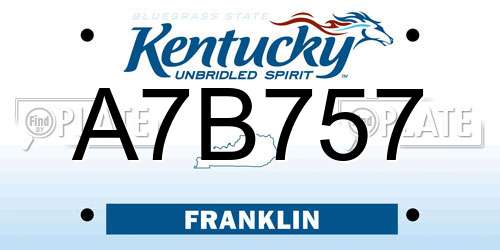 A7B757 Kentucky License Plate