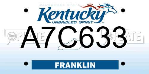 A7C633 Kentucky License Plate
