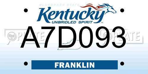 A7D093 Kentucky License Plate