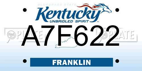 A7F622 Kentucky License Plate