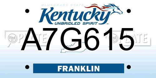 A7G615 Kentucky License Plate