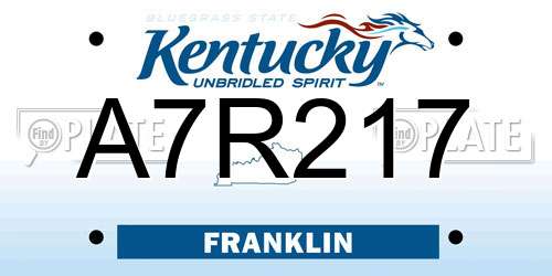 A7R217 Kentucky License Plate