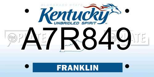 A7R849 Kentucky License Plate