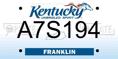 A7S194 Kentucky License Plate