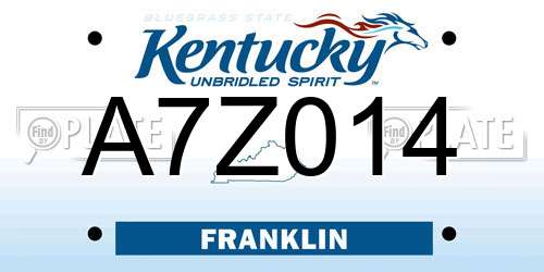 A7Z014 Kentucky License Plate