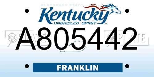 A805442 Kentucky License Plate
