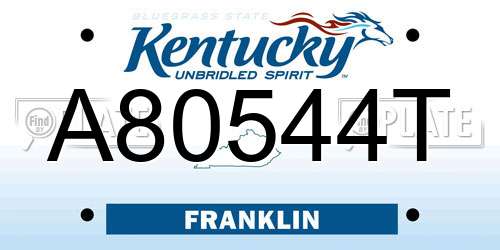 A80544T Kentucky License Plate