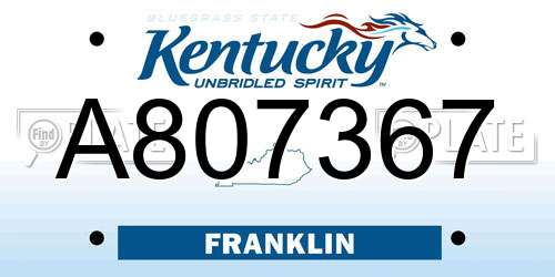 A807367 Kentucky License Plate