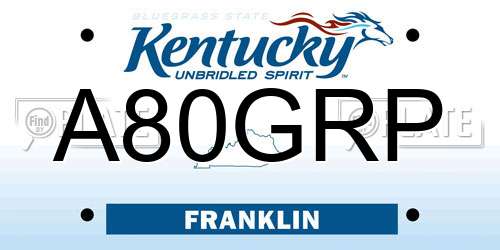 A80GRP Kentucky License Plate