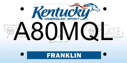 A80MQL Kentucky License Plate
