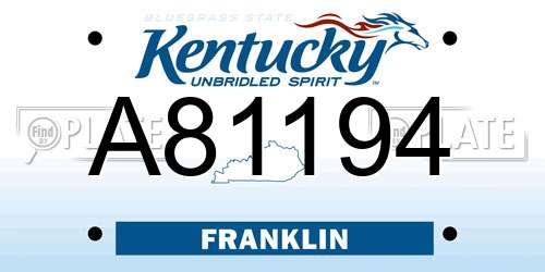 A81194 Kentucky License Plate