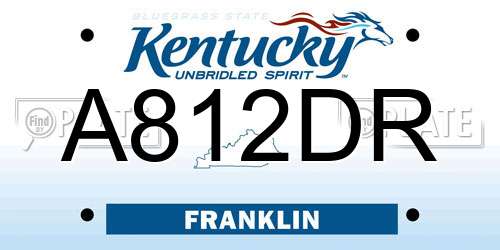 A812DR Kentucky License Plate