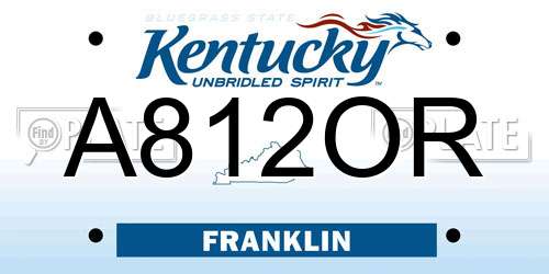 A812OR Kentucky License Plate