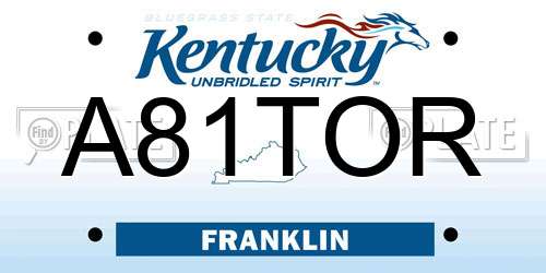 A81TOR Kentucky License Plate