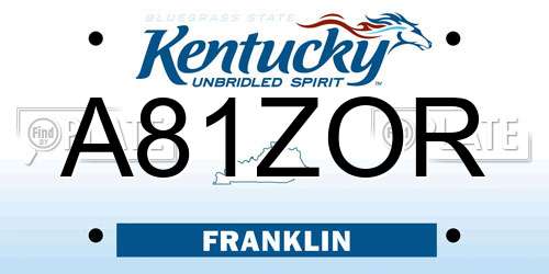 A81ZOR Kentucky License Plate
