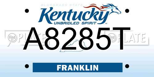 A8285T Kentucky License Plate