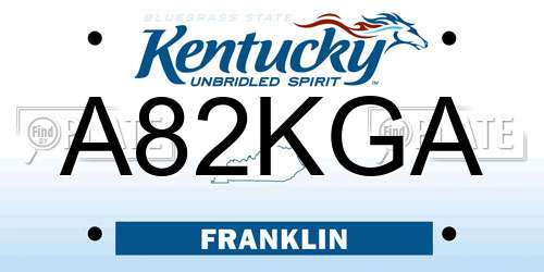 A82KGA Kentucky License Plate