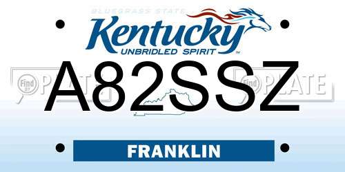 A82SSZ Kentucky License Plate