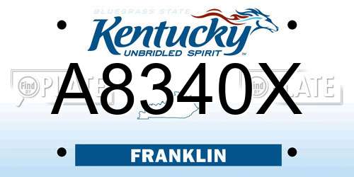 A8340X Kentucky License Plate