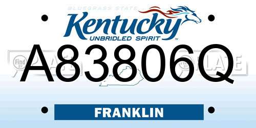 A83806Q Kentucky License Plate