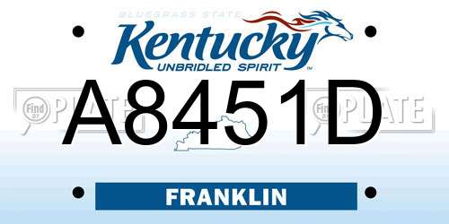 A8451D Kentucky License Plate