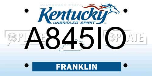 A845IO Kentucky License Plate