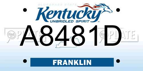 A8481D Kentucky License Plate