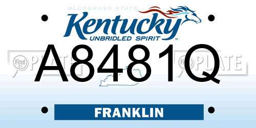 A8481Q Kentucky License Plate