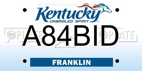 A84BID Kentucky License Plate