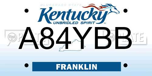 A84YBB Kentucky License Plate