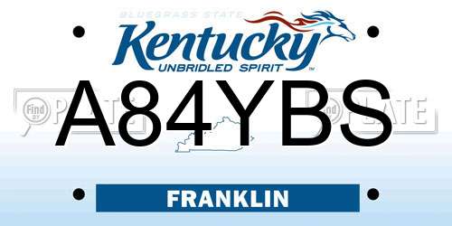 A84YBS Kentucky License Plate